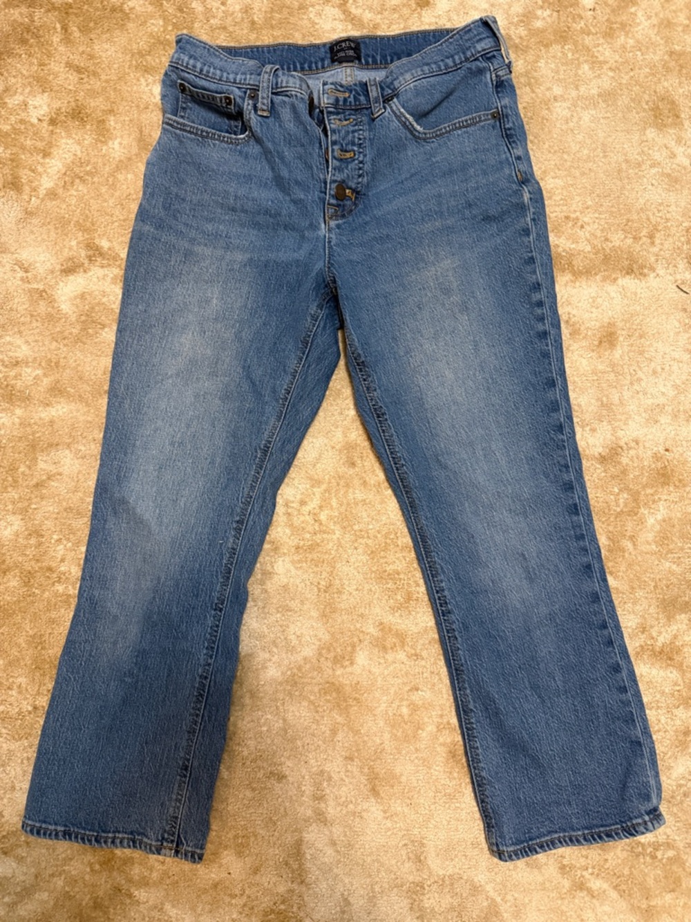 J Crew Straight Leg Women's Jeans in Medium Blue mid Rise Flair Crop